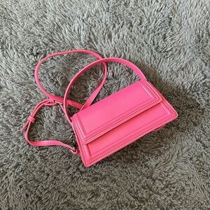 Pink Crossbody Zara Purse with Charcoal Detailing